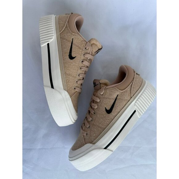 6.5 WOMEN'S NIKE COURT LEGACY LIFT HEMP SANDRIFT BLACK FZ2606-200 SNEAKERS - Picture 1 of 6